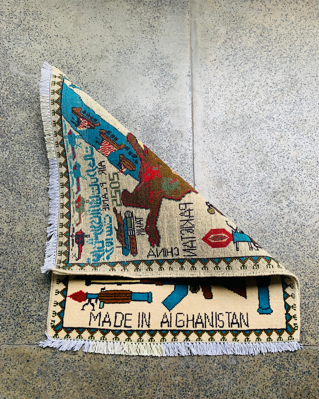 Heritage Battle Afghan Map Pattern Rug 2.5x2 ft