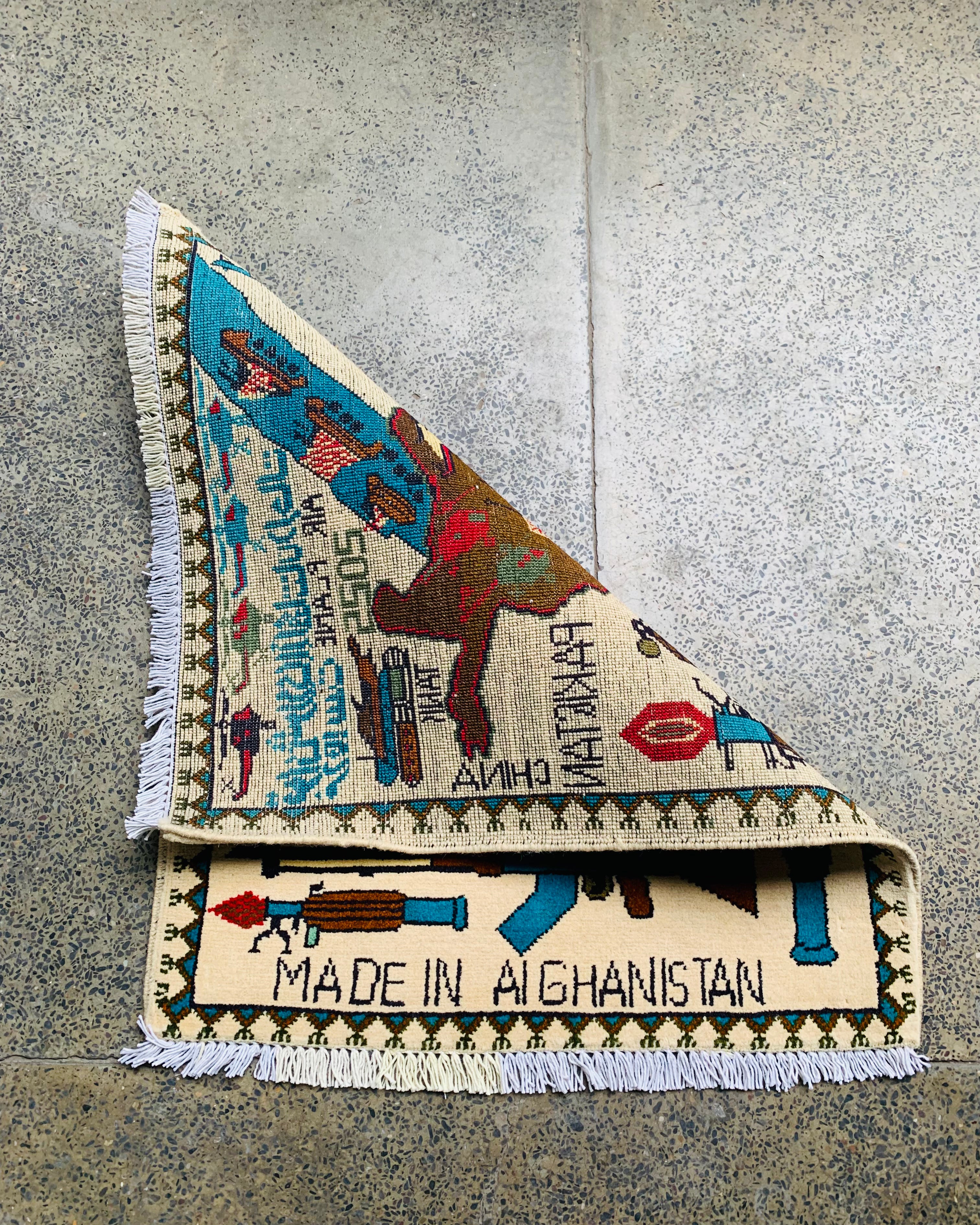 Heritage Battle Afghan Map Pattern Rug 2.5x2 ft