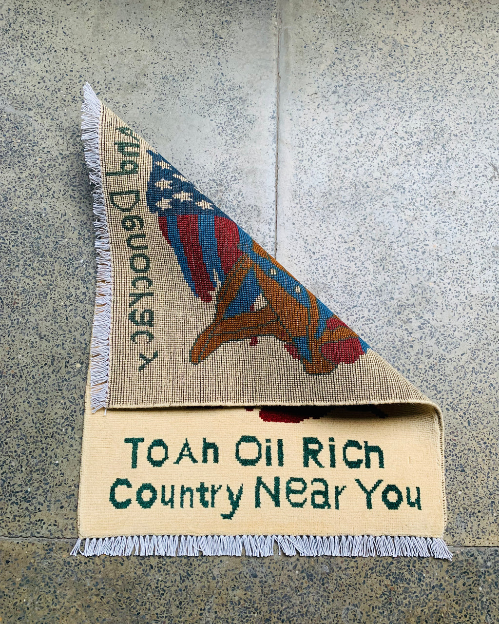 Afghan War USA Drone Oil Rich Country Rug 2.5x1.9 ft
