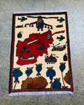 Afghan Tribal War Map Story Rug 2.6x2 ft