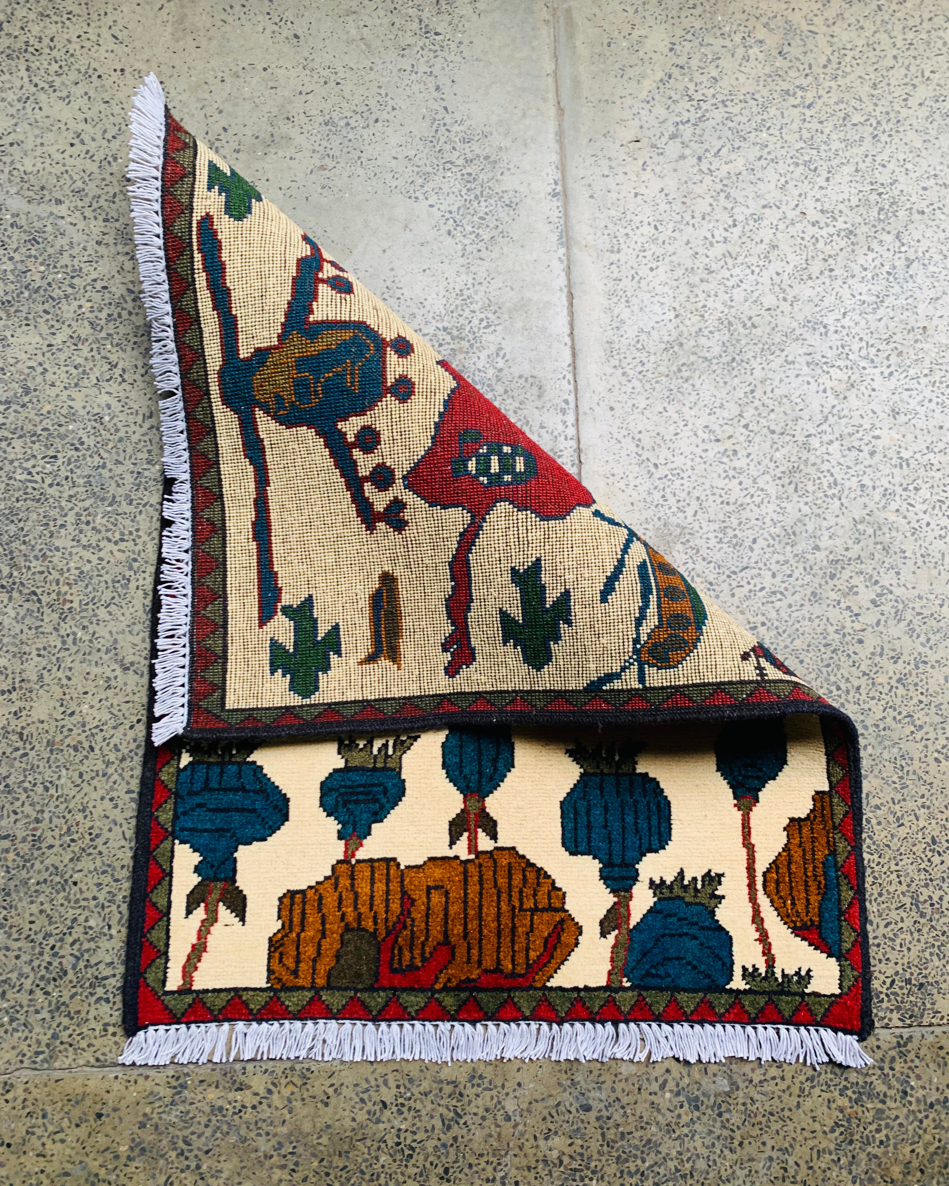 Afghan Tribal War Map Story Rug 2.6x2 ft