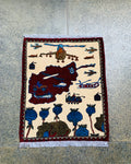 Afghan War Battle Scene Rug 2.3x1.9 ft