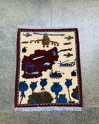 Afghan War Battle Scene Rug 2.3x1.9 ft