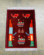 Handcrafted Afghan War AK-47 Carpet 2.7x2 ft