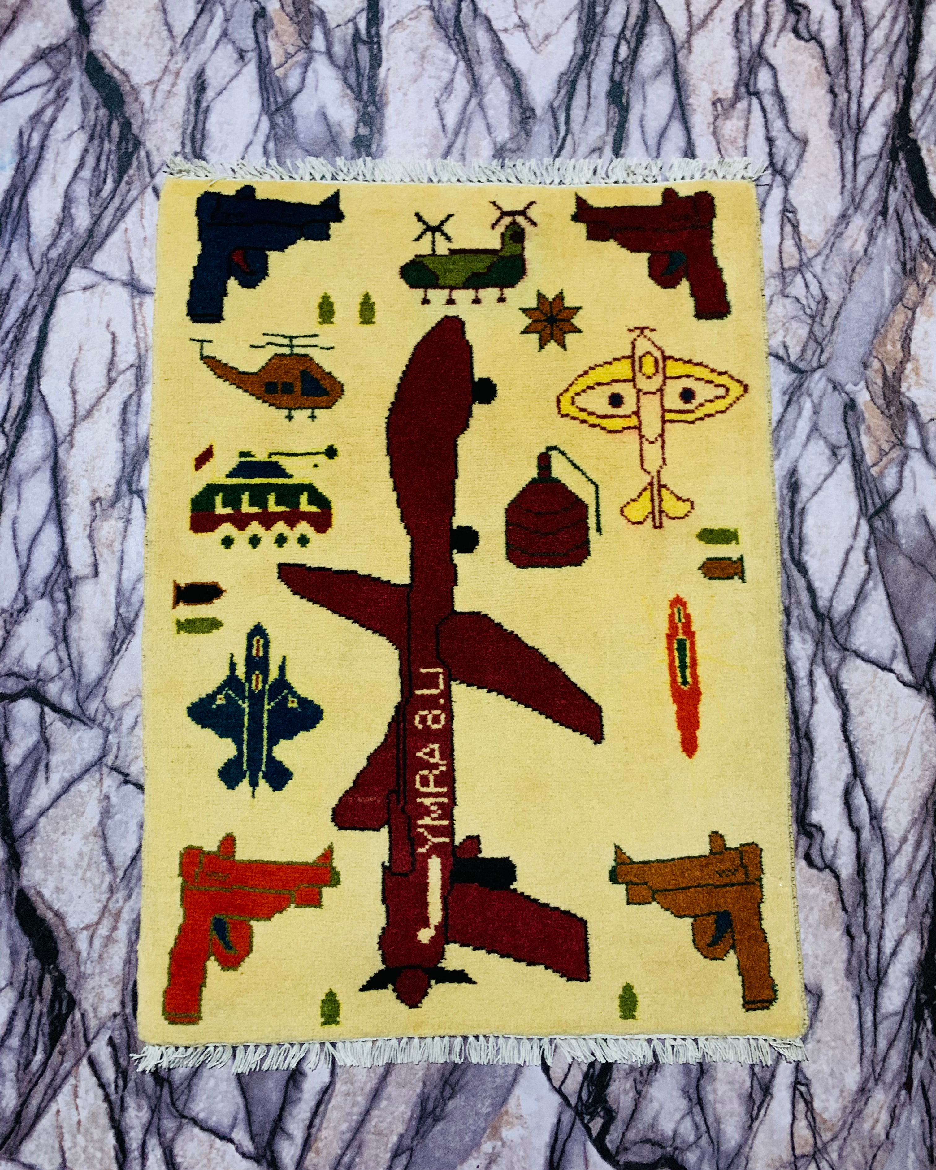 Afghan Conflict Airoplain Rug Art 2.7x2 ft