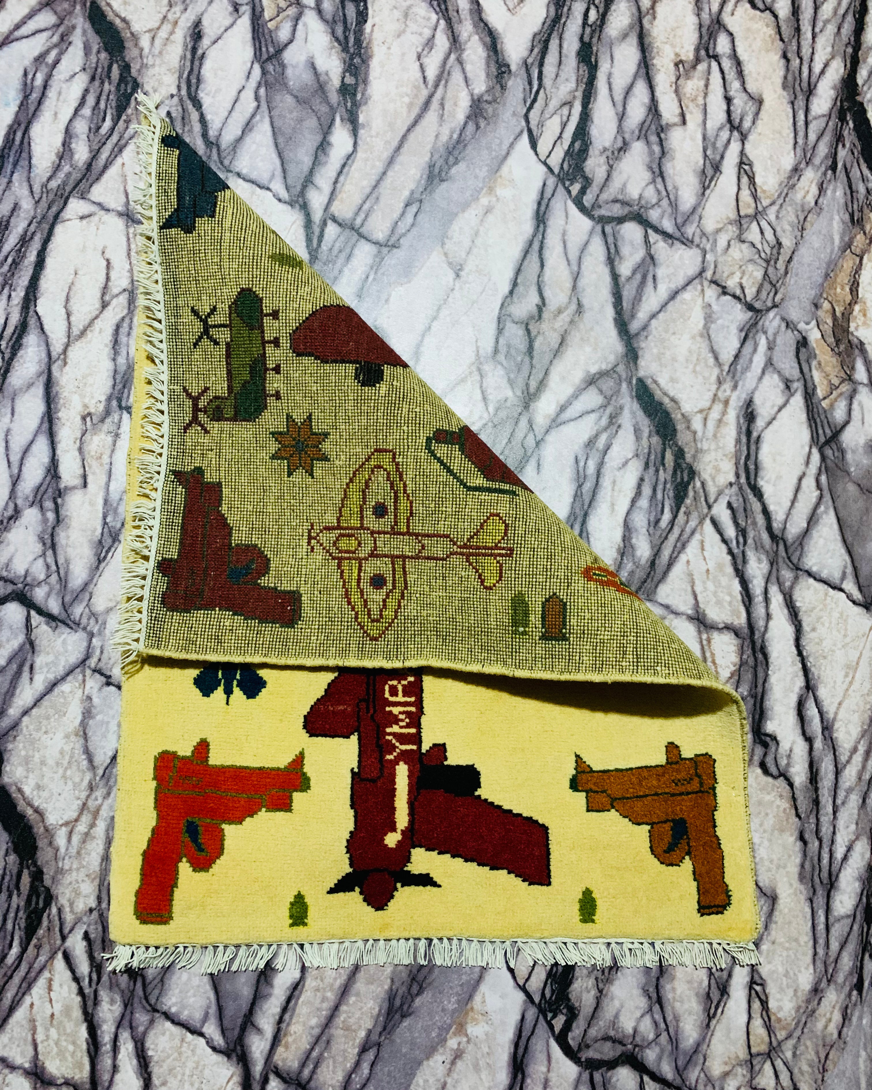 Afghan Conflict Airoplain Rug Art 2.7x2 ft