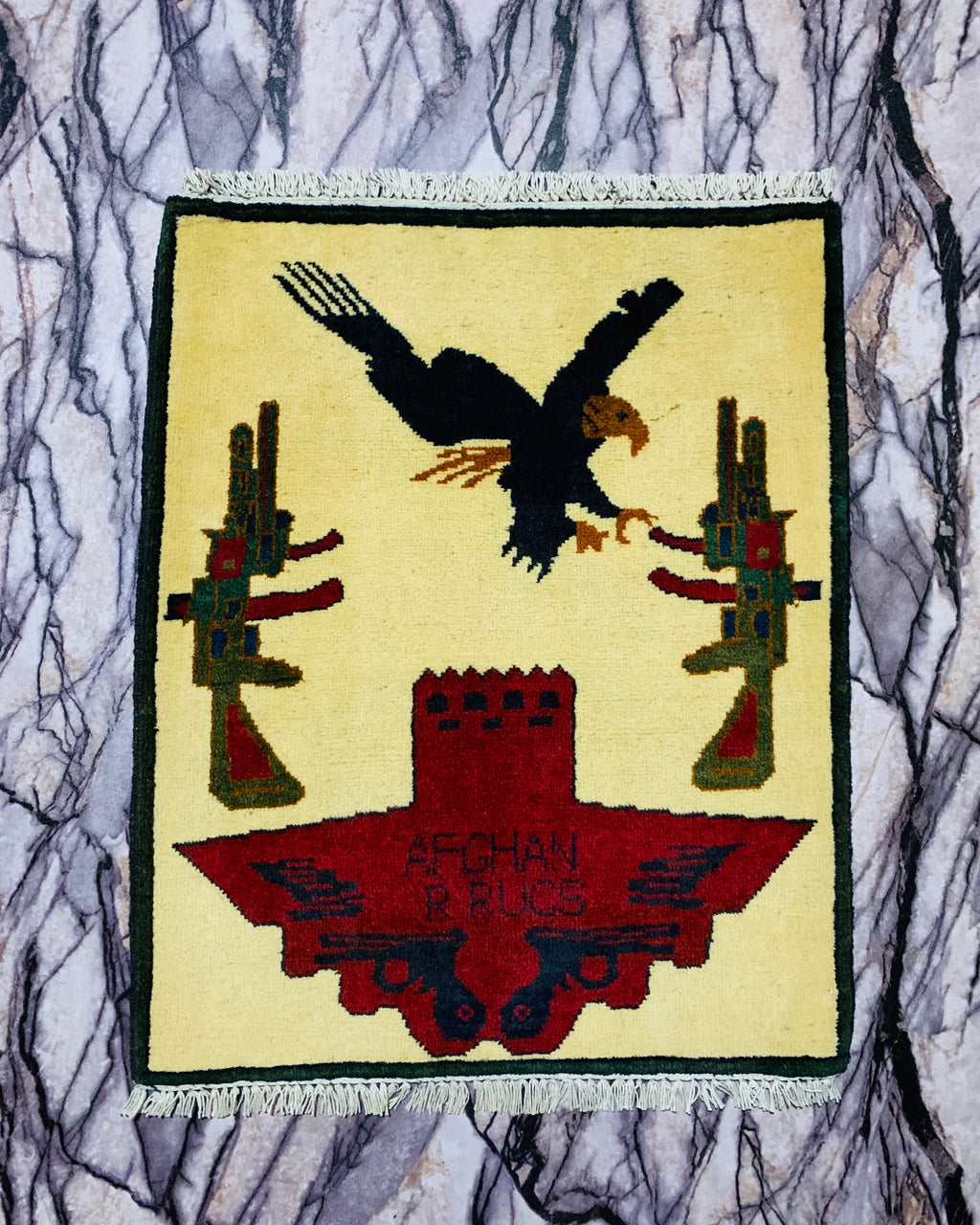 Heritage Afghan Eagle War Rug 2.5x2 ft