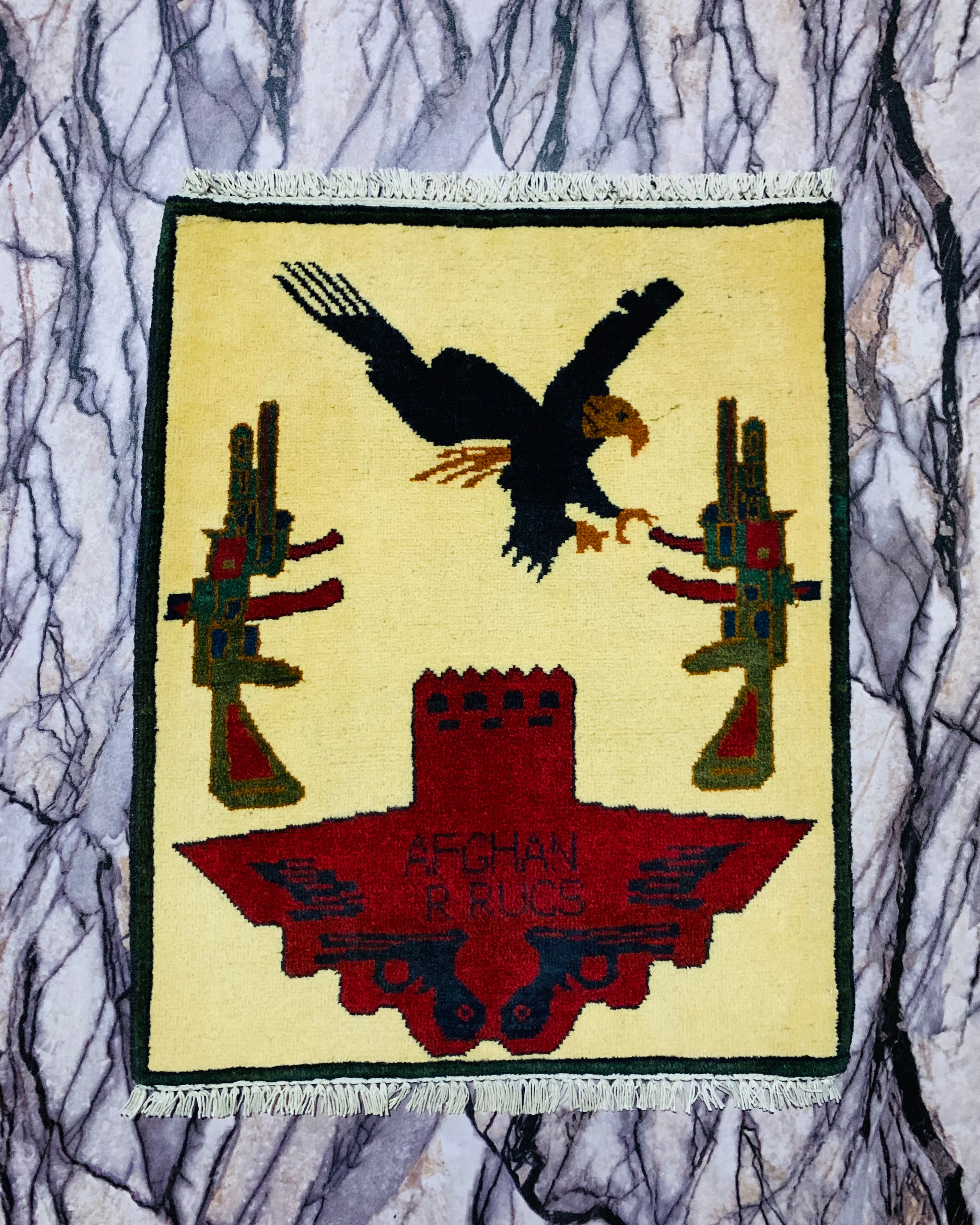 Heritage Afghan Eagle War Rug 2.5x2 ft