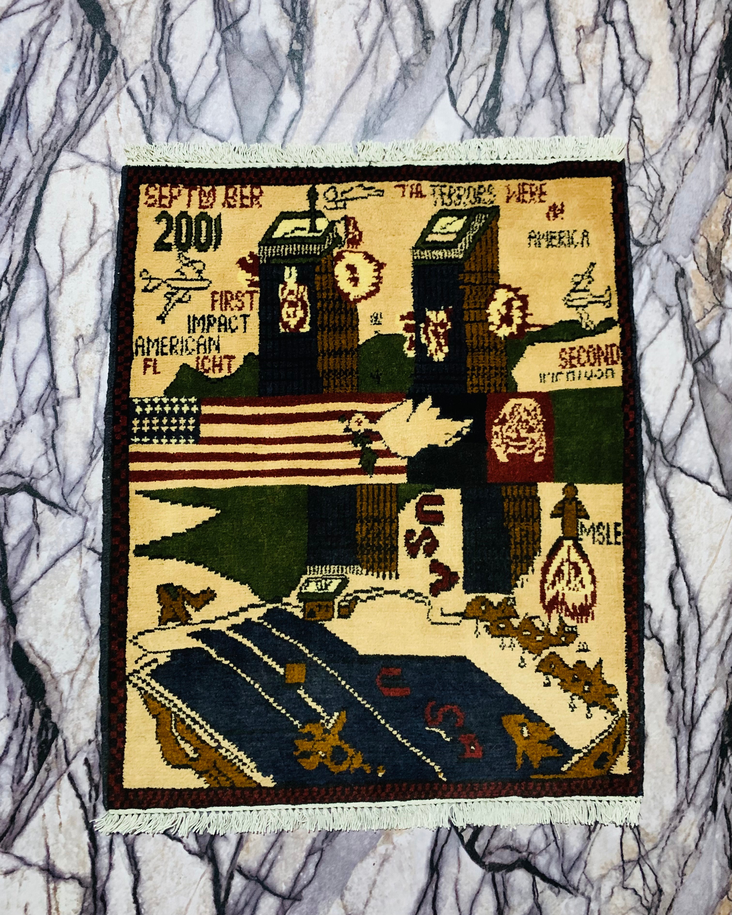 9/11 Art War Rug 2.4x2.1 ft