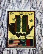 Handcrafted 9/11 War Rug Textile 2.2x1.9 ft