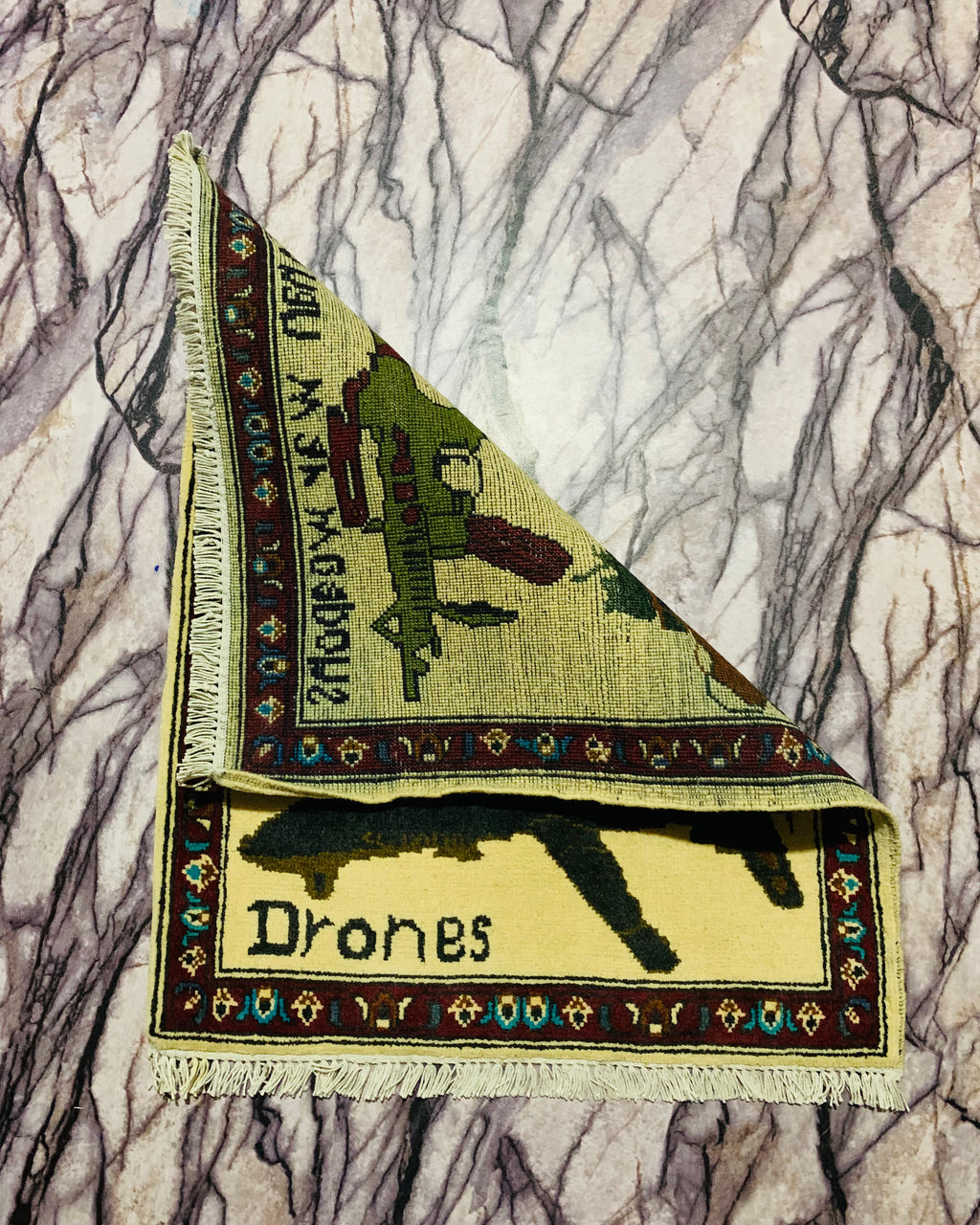 Symbolic War Weapons Rug Art 2.6x2.1 ft