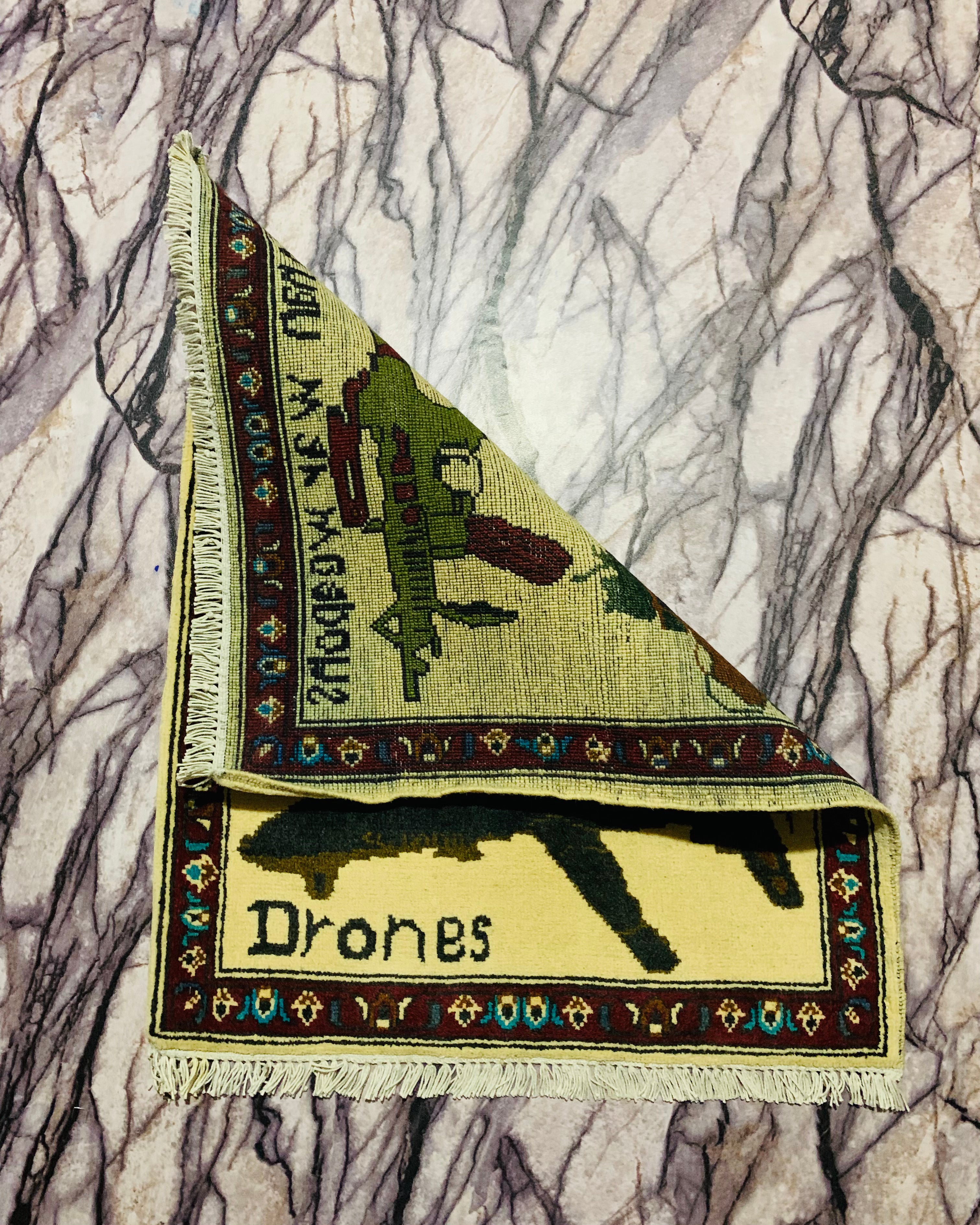 Symbolic War Weapons Rug Art 2.6x2.1 ft