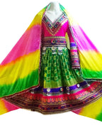 afghani dress in green pink color