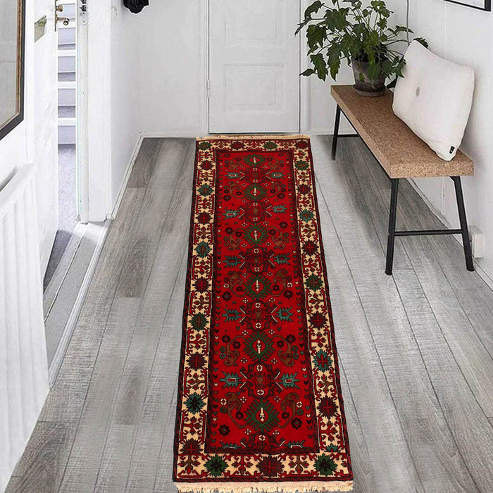 Luxurious Afghan Bokhara, Hand Knotted Wool Runner Rug, 