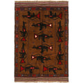 Authentic Afghan War AK-47 Rug 4.7x3.2 ft