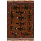 Authentic Afghan War AK-47 Rug 4.7x3.2 ft