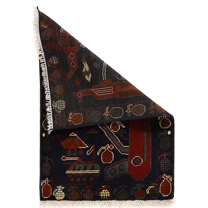 Handmade Cultural War AK 47 Rug 2.9x2 ft