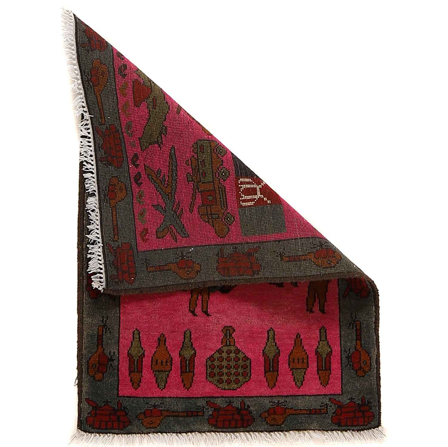 Handcrafted Afghan vs USA War Carpet 2.8x1.9 ft