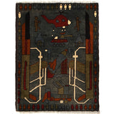 Tribal Motif War Weapons Carpet 2.7x2 ft