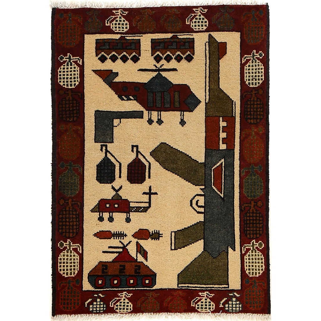 Authentic Battle AK 47 Scene Rug 2.9x2 ft