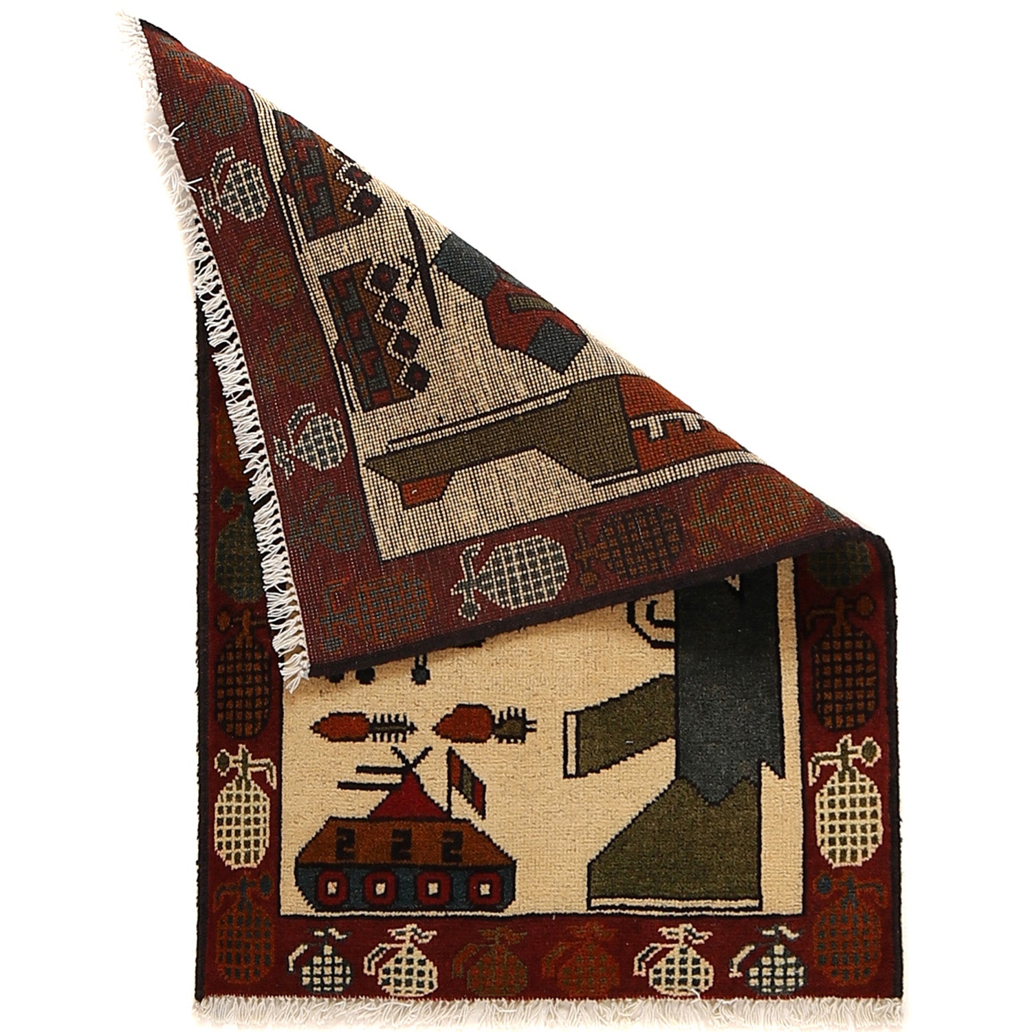 Authentic Battle AK 47 Scene Rug 2.9x2 ft