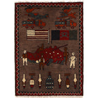 Unique Afghan War Scene Carpet 2.6x1.9 ft