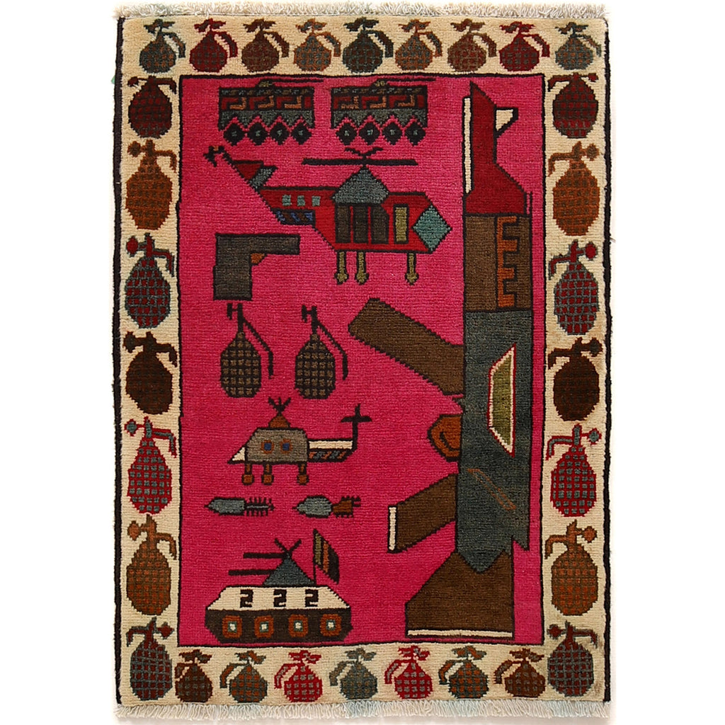 Afghan Artisan War AK 47 Rug 2.9x1.9 ft