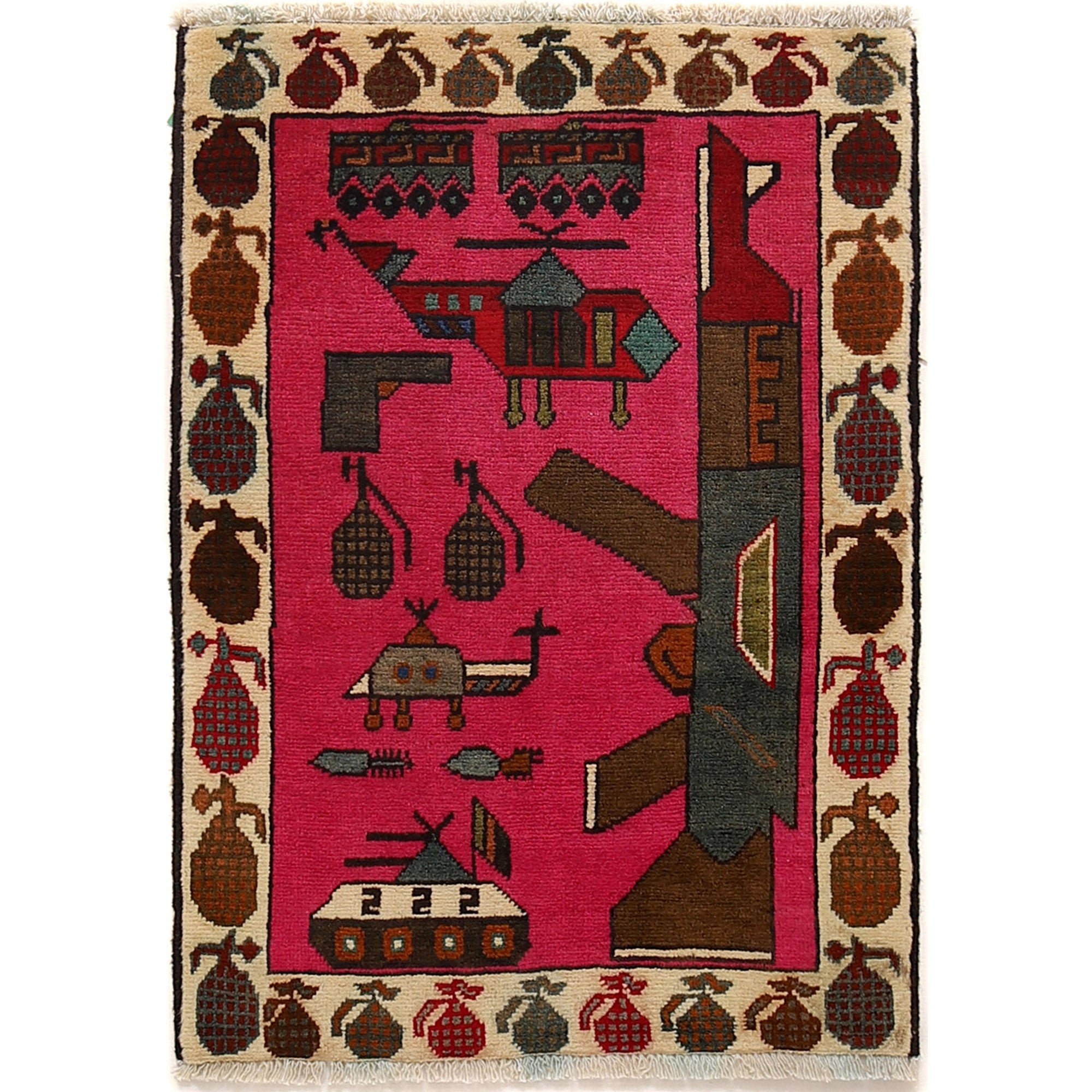 Afghan Artisan War AK 47 Rug 2.9x1.9 ft
