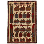 Authentic Afghan Weapons Tribal Rug 2.8x2 ft
