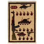 Afghan Handwoven AK 47 Story Rug 3x2 ft