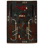 Handwoven Afghan AK 47 Heritage Carpet 2.7x1.9 ft
