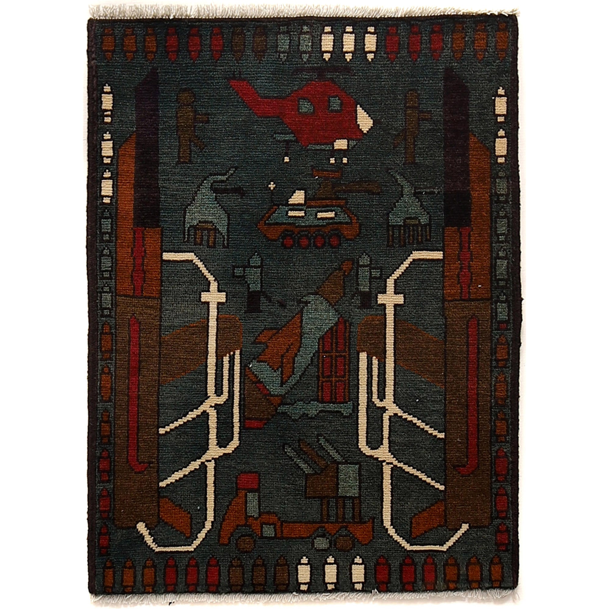 Afghan Rug War AK-47 Motifs 2.6x2 ft