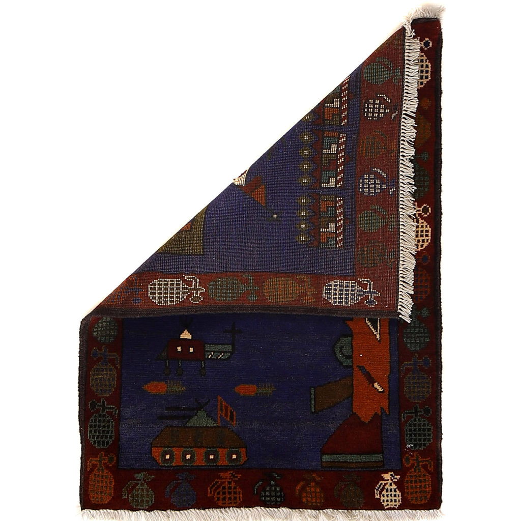 Afghan Collectible War AK 47 Carpet 2.9x2 ft