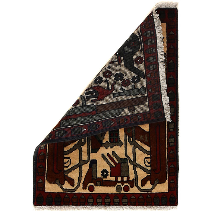Handmade Afghan Weapon Rug 2.7x2 ft