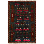 Afghan War Weapons Pattern Carpet 2.7x1.9 ft