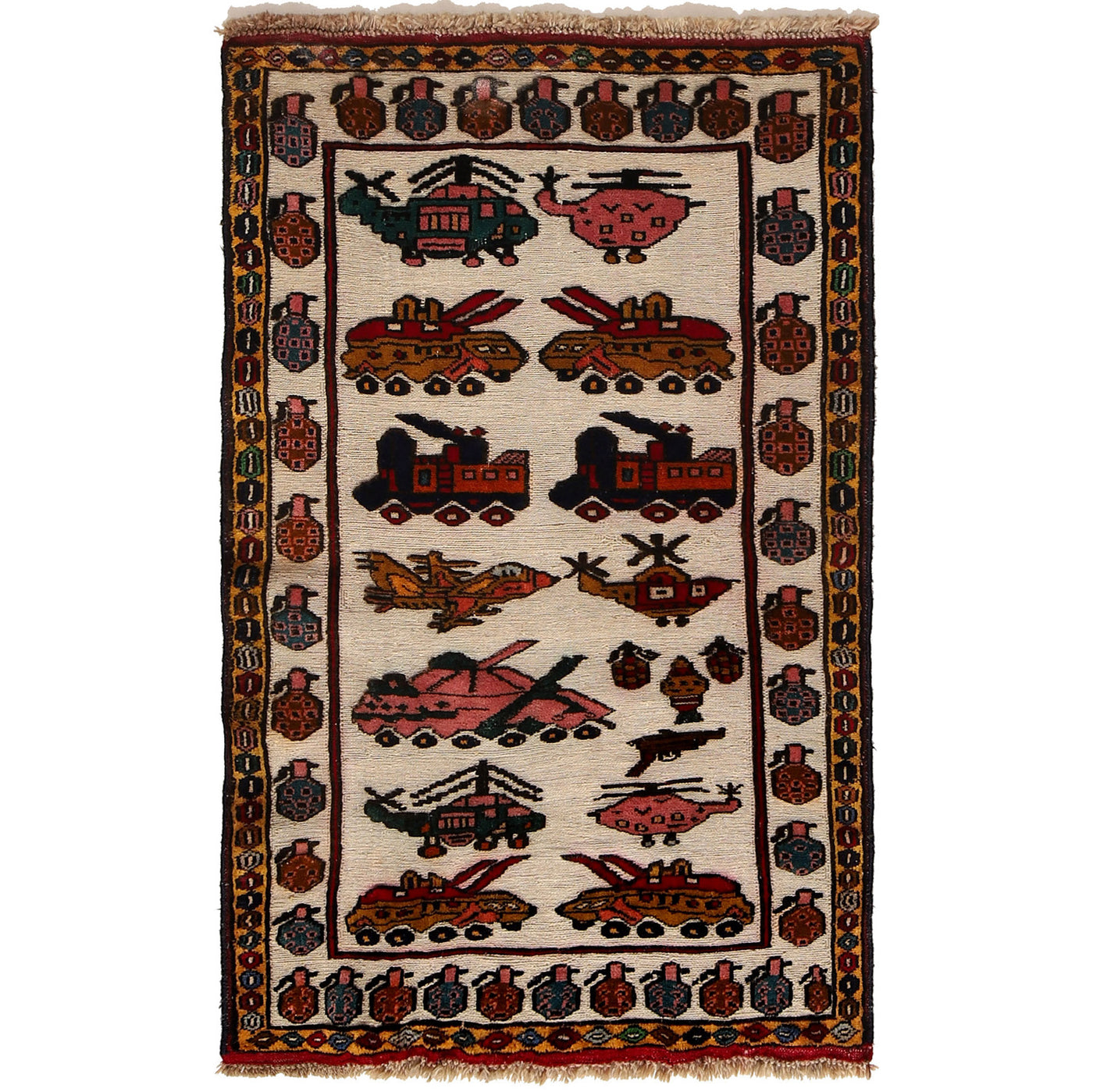 Cultural Storytelling Weapons Carpet 4.2x2.5 ft