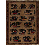 Handwoven Afghan War Scene Rug 8.7x6.4 ft