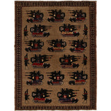Handwoven Afghan War Scene Rug 8.7x6.4 ft