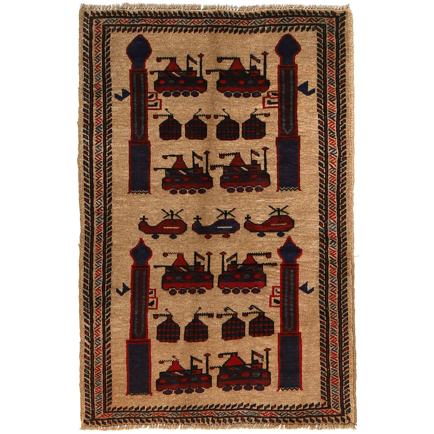 Cultural Storytelling Weapons Carpet 4.5x2.9 ft