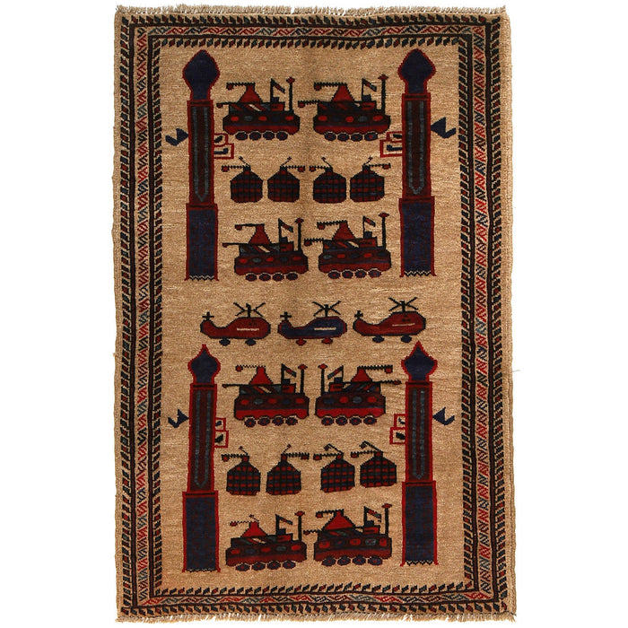 Hand-Knotted, War Rug, 