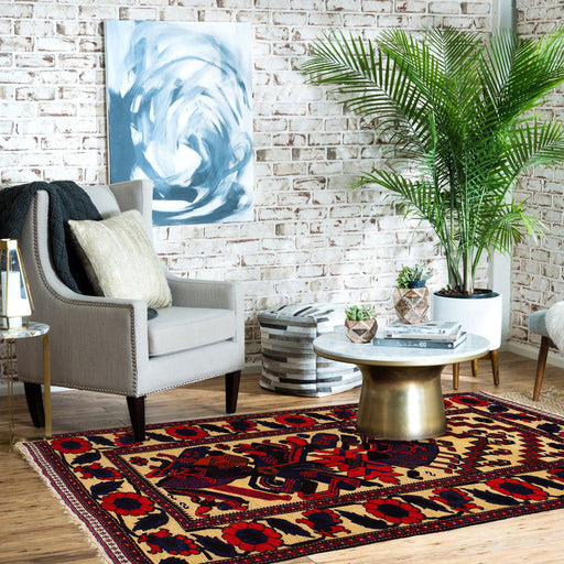 Handwoven rug, Balouch rug, Gul Barjasta, 