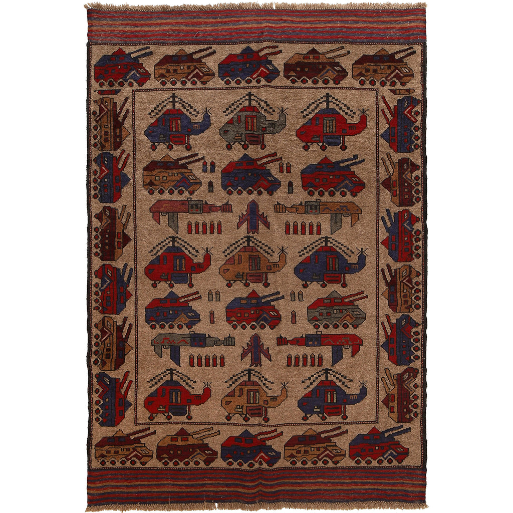 Afghan War Weapons Story Carpet 6.2x4.2 ft