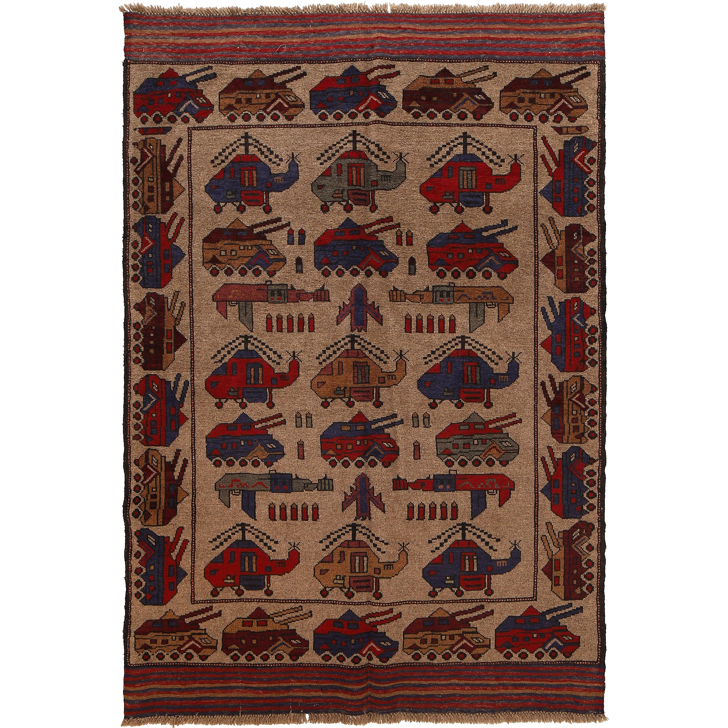Afghan War Weapons Story Carpet 6.2x4.2 ft