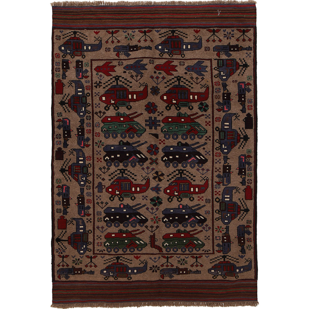 Tribal Weapons Pattern Carpet 5.9x4 ft