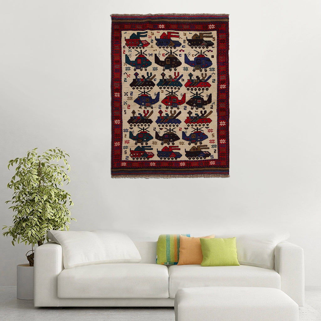 Artisan Crafted War Helicopters Rug 4.8x3.6 ft