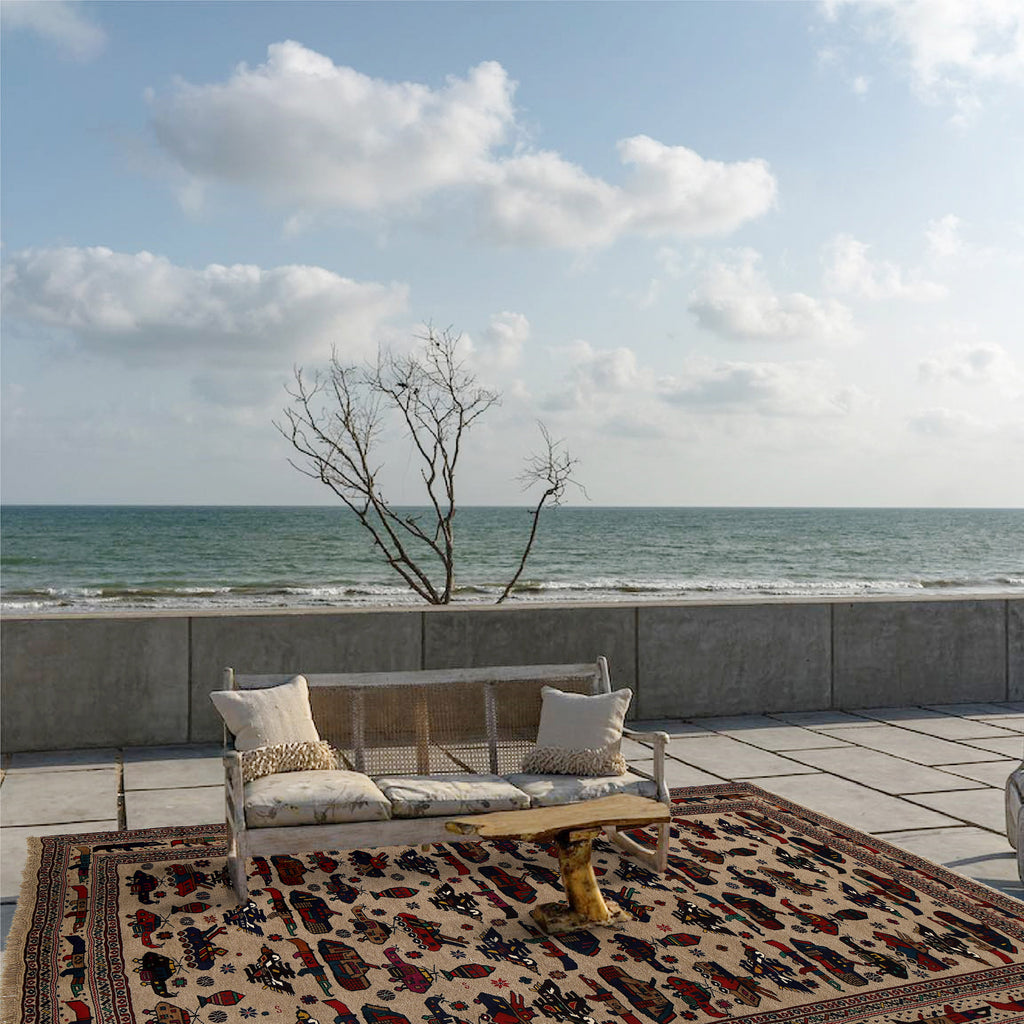 Authentic Afghan Battle Story War Weapons Rug 8.9x6.6 ft