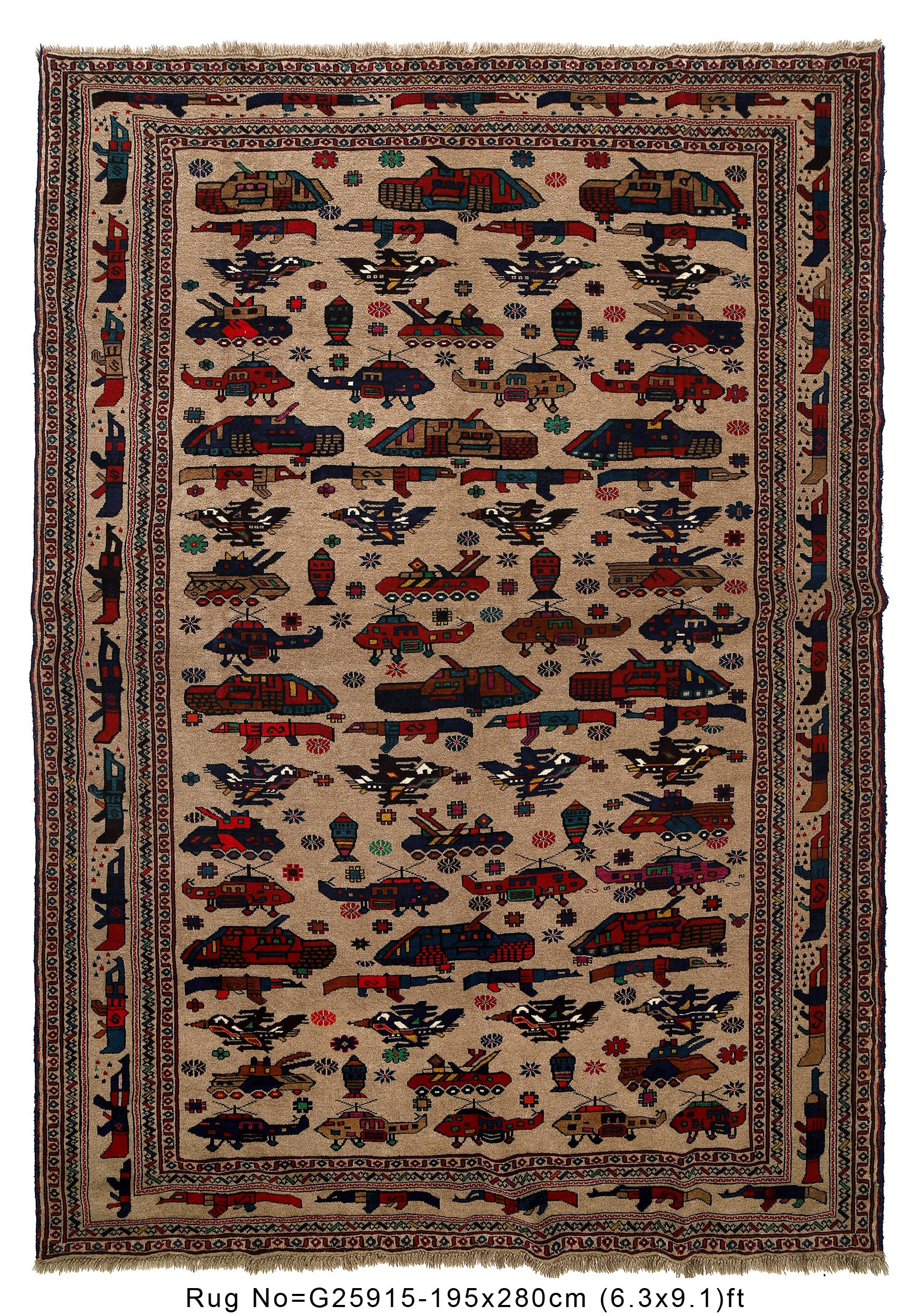 Collector Afghan War Heritage Carpet 9.1x6.3 ft