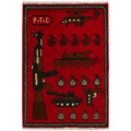 Handwoven Afghan AK-47 Rug Symbols 2.8x2 ft