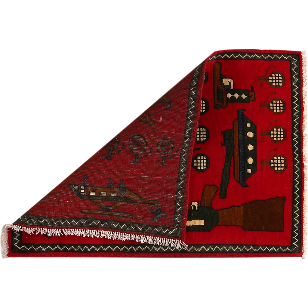 Handwoven Afghan AK-47 Rug Symbols 2.8x2 ft
