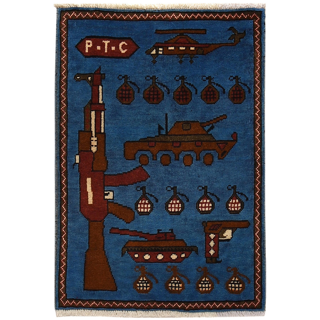 Afghan War Decor AK-47 Rug 2.8x1.9 ft